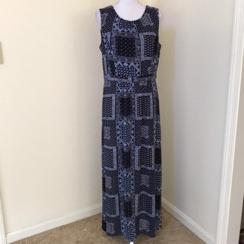 Talbots size 8 blue combo maxi dress